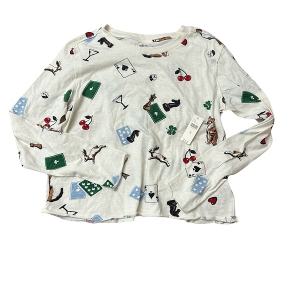 Maeve The Boxy Caitlin  White Graphic Long Sleeve Tee - Picture 4 of 9